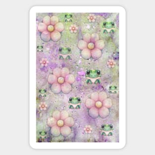 Froggy Flower Print Sticker